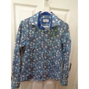Emmanuel Men's Dress Shirt Blue Flowers Small Emanuel
